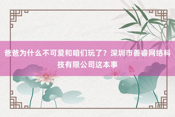 爸爸为什么不可爱和咱们玩了？深圳市善睿网络科技有限公司这本事